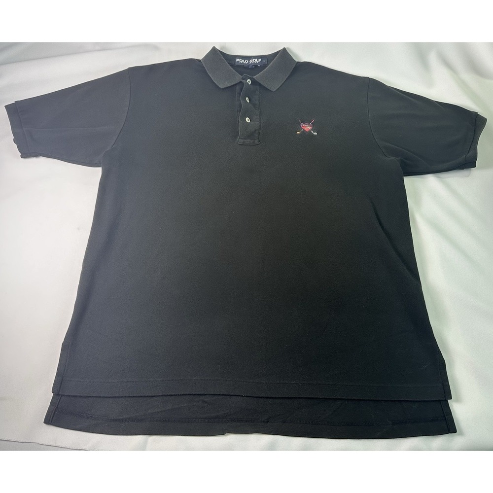Polo Golf Shirt Mens Large Black‎ Golf Crest Ralph Lauren Short Sleeve